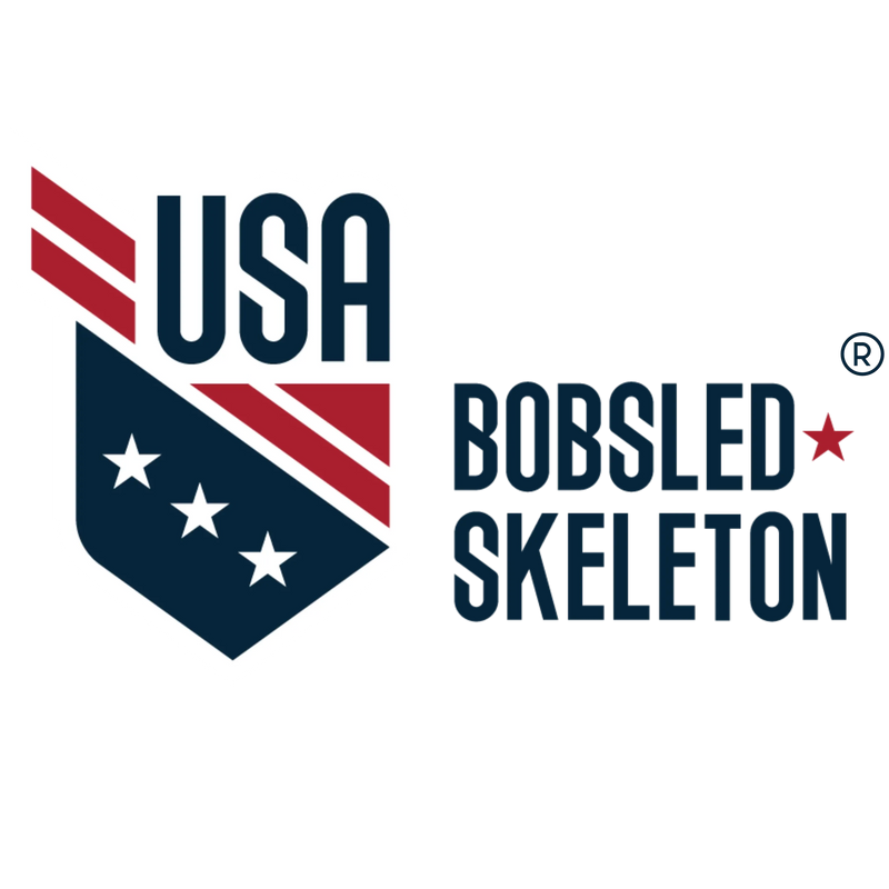 USA Bobsled and Skeleton logo with red, white, and blue design on a white background